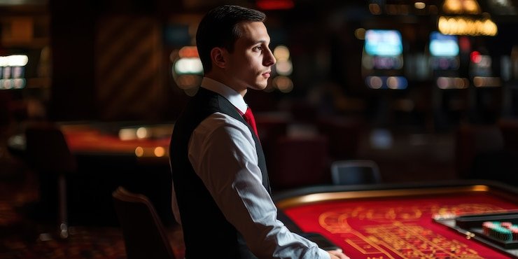 Tim dukungan bola togel bekerja di pusat layanan pelanggan modern dengan teknologi terkini